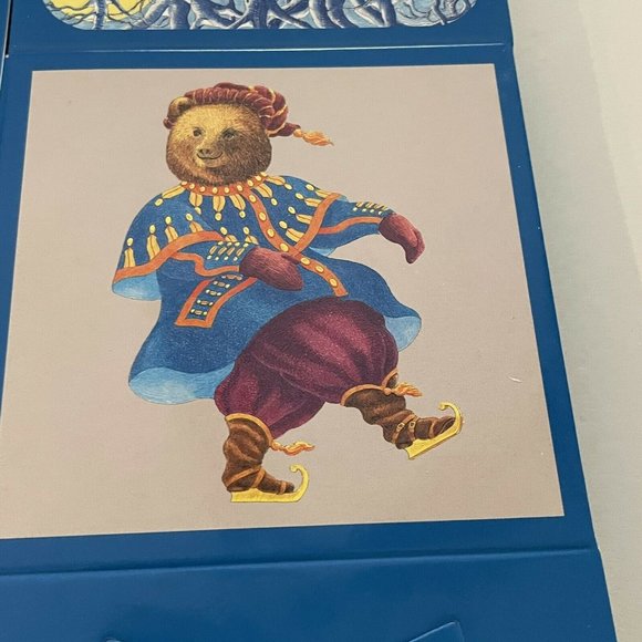 Vtg Nos Victorian Ice Skating Animal Gift Box - Picture 4 of 10